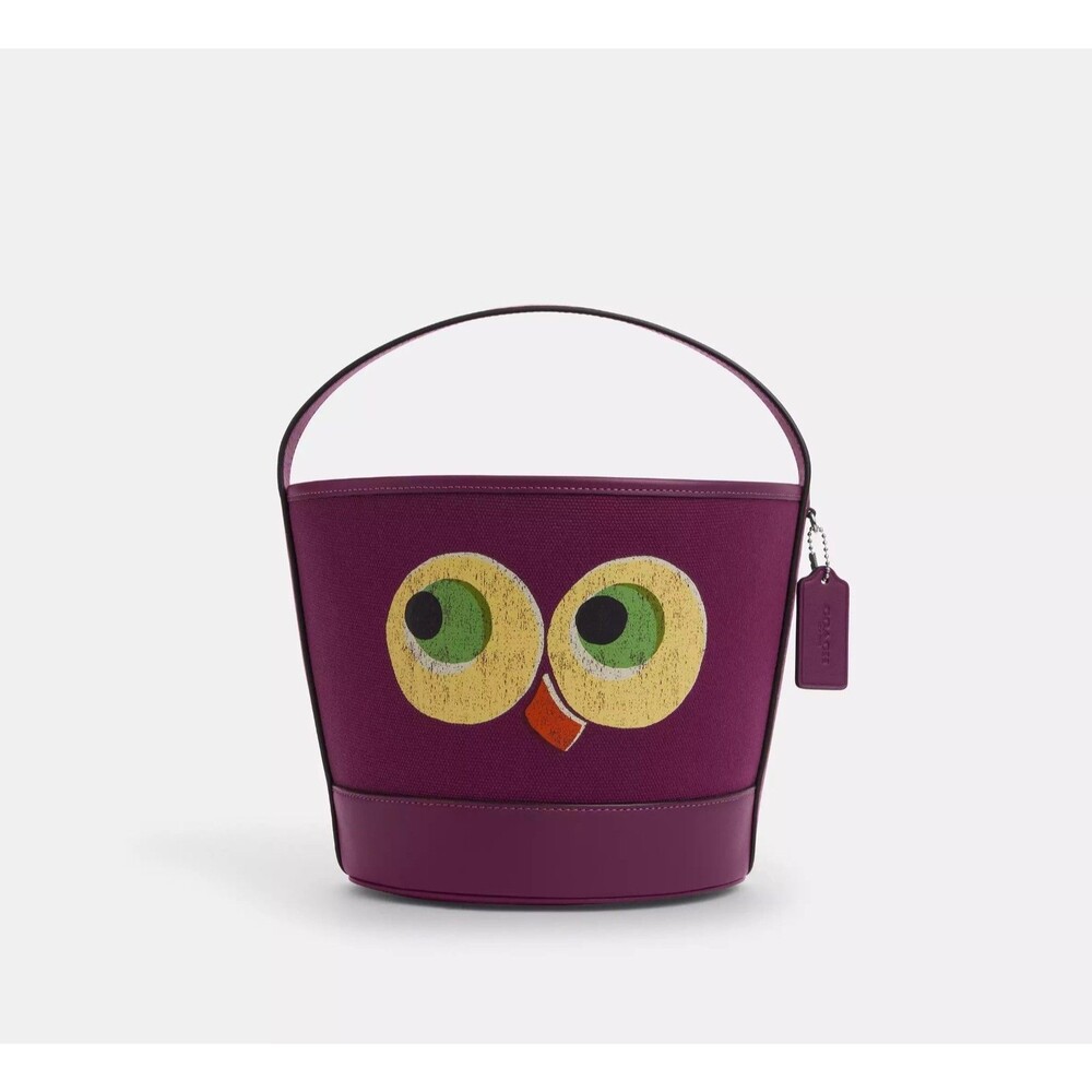 NWT COACH TRICK‎ OR TREAT HALLOWEEN BUCKET CCE03 OWL FACE HANDBAG BAG PURSE